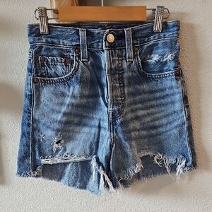 Levi's Blue Jean Shorts Distressed High-Waisted